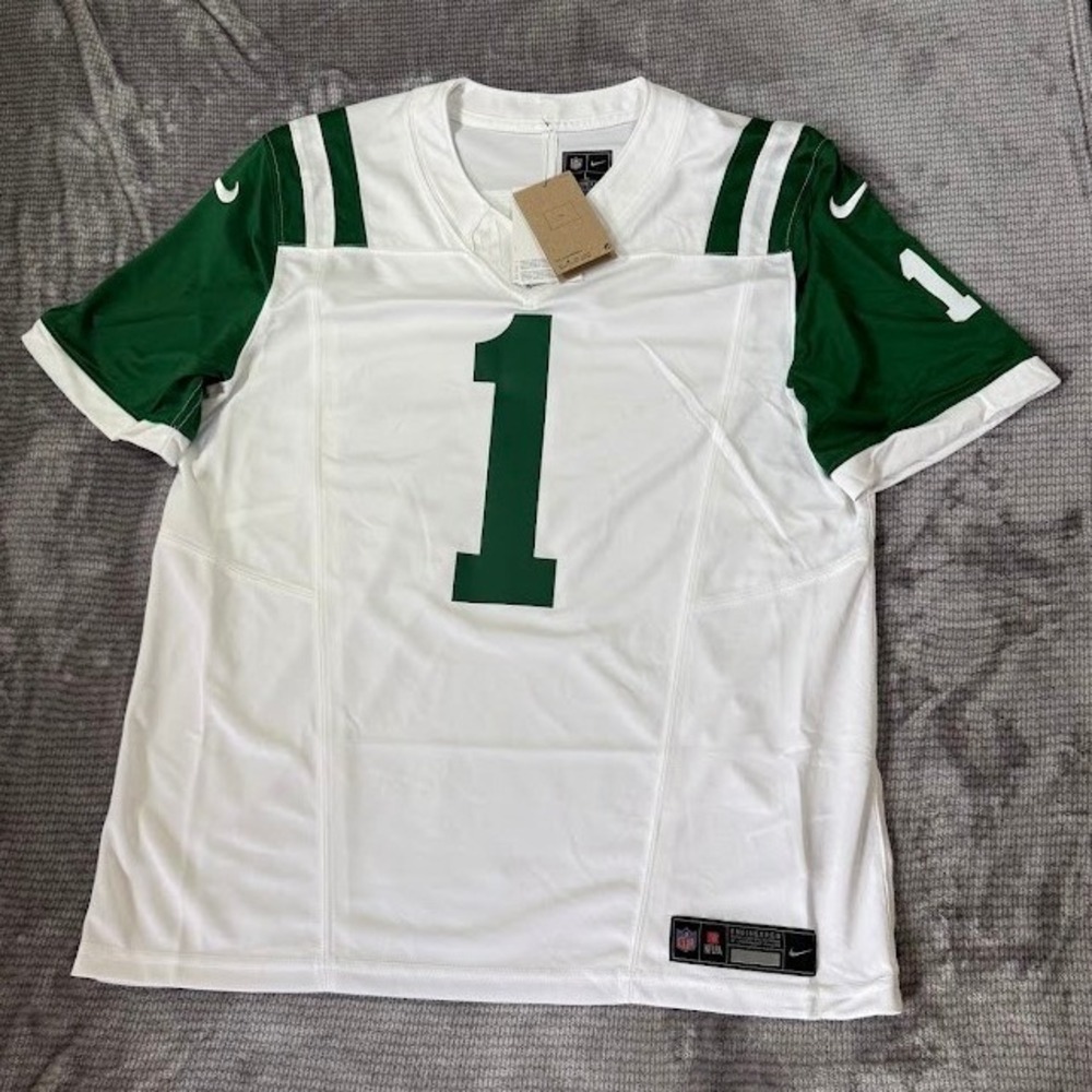 Nike New York‎ Jets Sauce Gardner #1 Jersey White Green NFL On Field Men L Vapor